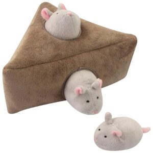 Durable Plush Hide and Seek Dog Toys with Squeaky Mice for Medium Small Dogs