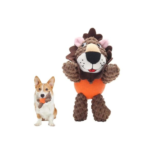 Durable Plush Lion Dog Toy with Squeaker and Reduced Mess Design