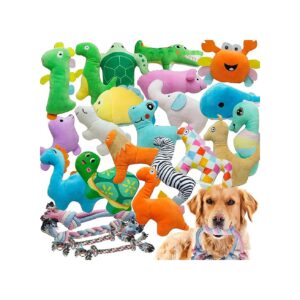 Durable Plush Squeaky Puppy Toys for Small Dogs 25-Pack with Rope Toys for Cleaning Teeth