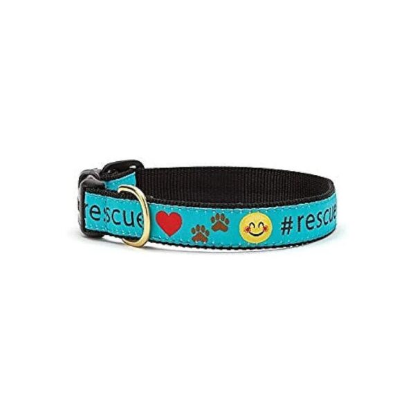 Durable Polyester Nylon Blue Dog Collar with Coast Guard Approved Buckle Medium Narrow