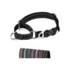 Durable Reflective Martingale Dog Collar with Soft Cushion and Nylon Webbing Black Color