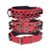 Durable Shark Fin Spiked PU Leather Collar for Pitbull Doberman and Large Medium Dogs