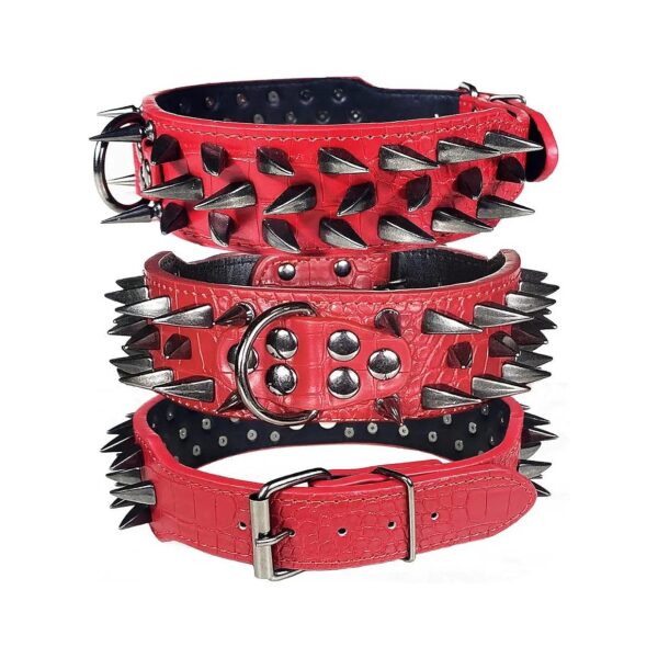 Durable Shark Fin Spiked PU Leather Collar for Pitbull Doberman and Large Medium Dogs