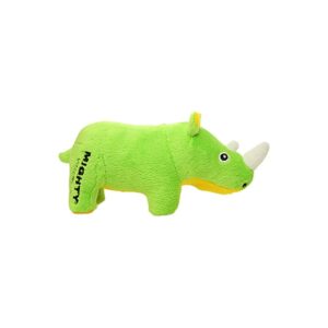 Durable Soft Green Rhino Squeaker Toy for Interactive Play with Multiple Layers