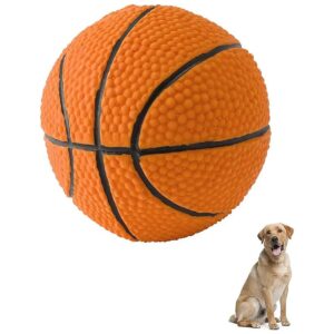 Durable Soft Rubber Latex Dog Toy Basketball for Medium and Large Breeds with Squeaker