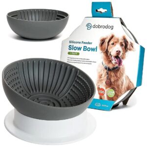 Durable Space Gray 2in1 Slow Feeder Dog Bowl Set for Dogs of All Life Stages