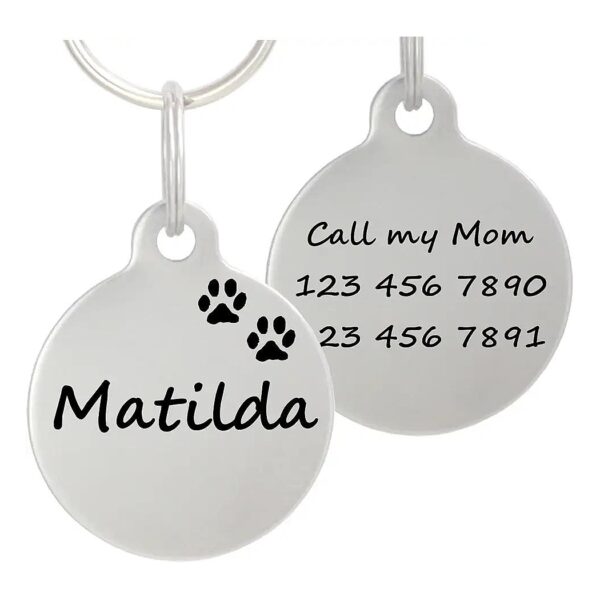 Durable Stainless Steel Pet ID Tag with Permanent Laser Etching and Custom Engraving