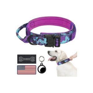 Durable Tactical Dog Collar with Handle and Metal Buckle for Training