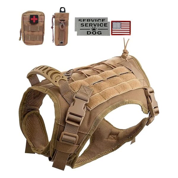 Durable Tactical Dog Training Vest with Reflective Patches and Adjustable Straps