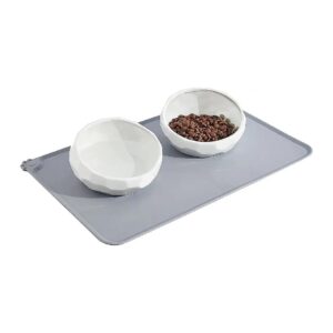 Durable Tilted Ceramic Dog Bowls and Water Bowl for Cats and Small Dogs with Non-Skid Mat