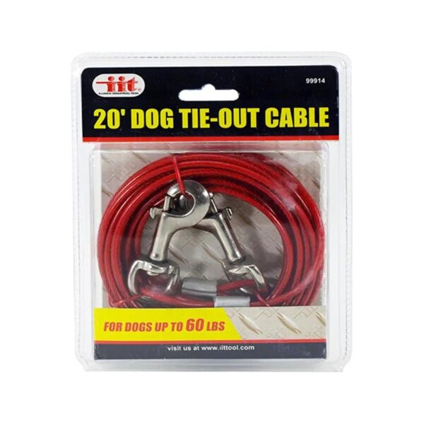 Durable Vinyl Dog Tie-Out Cable 20 Feet With Snap Closure for Pets