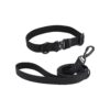 Durable Waterproof Dog Collar and Leash Set with Metal Buckle for Medium Black Dogs