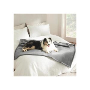 Durable Waterproof Large Dog Blankets Grey Reversible Sherpa Pet Blankets Cat