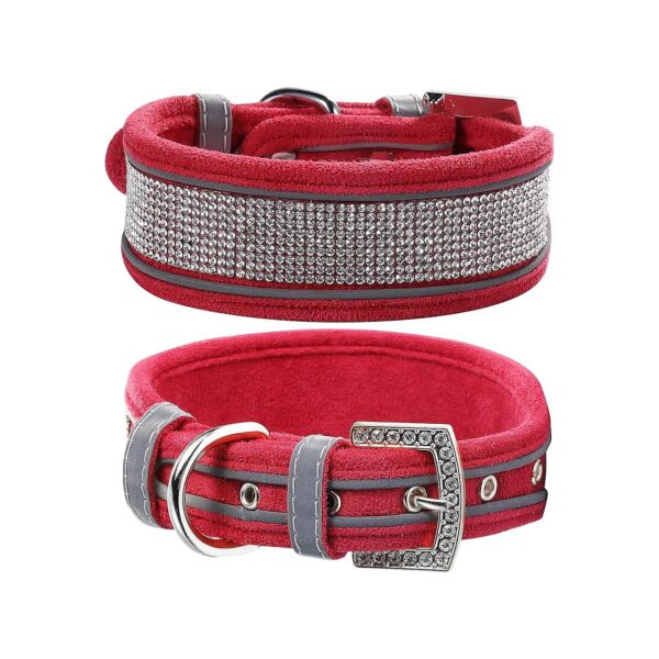 Durable and Adjustable Velvet Collars with Rhinestones for Medium Large Dogs