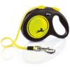 Durable and Ergonomic Dog Leash with Neon Reflective Tape and Tangle-Free Design