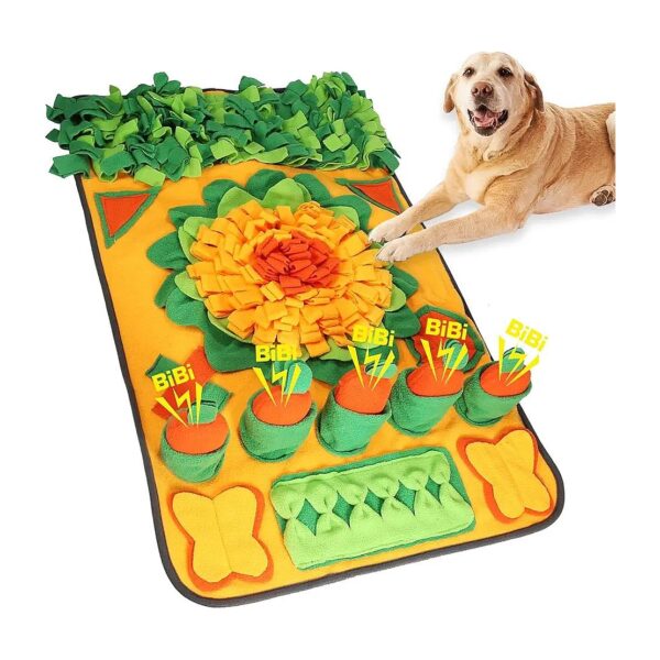 Durable and Safe Snuffle Mat for Dogs, 5 Carrot Pockets for Hiding Treats and Toys