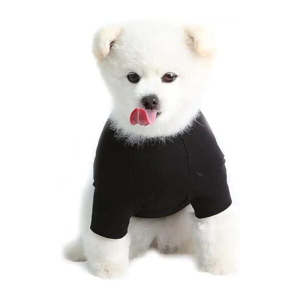 Durable and Soft Black Cotton Dog Shirt with Easy Fit for Small Dogs