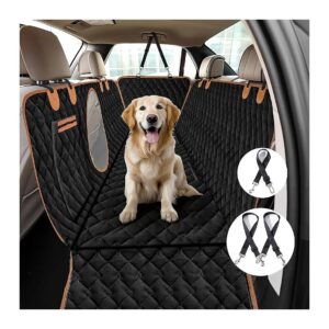 Durable and Waterproof Black Dog Back Seat Cover for Cars Trucks and SUVs with Side Flaps