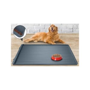 Durable and Waterproof Large Pet Feeding Mat with Foldable Design Dark Grey