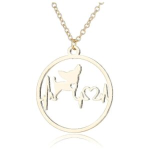 ECG Heartbeat Chihuahua Earrings Pendant Necklace Hypoallergenic Dog Jewelry for Women