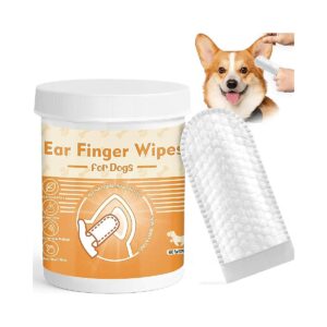 Ear Wipes for Dogs and Cats Remove Dirt and Wax Buildup Soothe Odor 60 Count