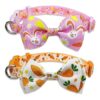 Easter Dog Collar with Bunny Carrot Pattern and Removable Bow Tie Suitable for Small Dogs