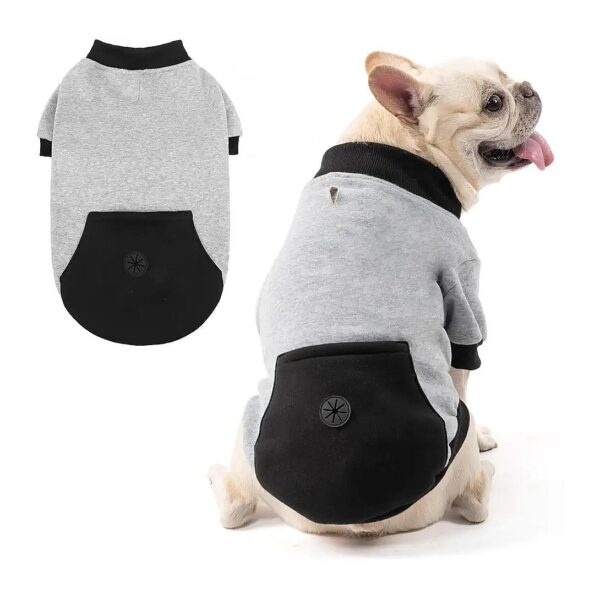 Easy Access to Poop Bags with Grey Polyester Small to Medium Dog Soft Fleece Sweater