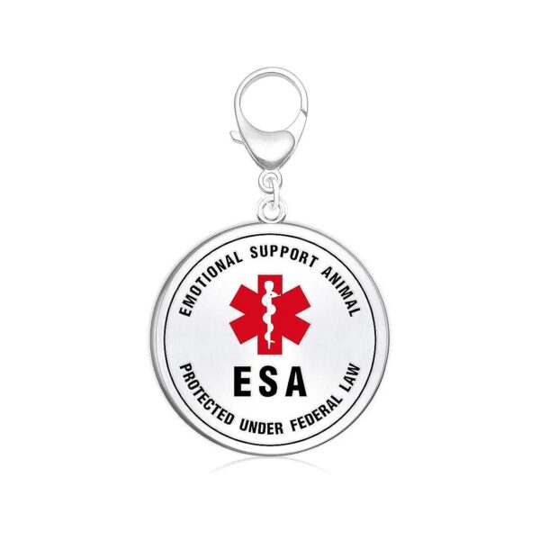 Easy Attach Stainless Steel Dog ID Tag with ESA Medical Alert Symbol for Small Breed Pups