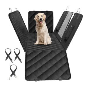 Easy Clean Dog Car Seat Cover with Mesh Window and Pockets for Back Seat Protection