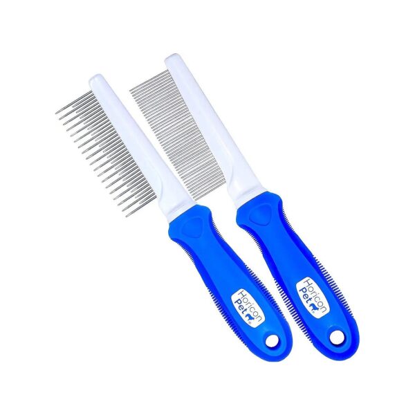 Easy Clean Metal Detangling Comb Set for Dogs Cats All Hair Types with Metal Construction