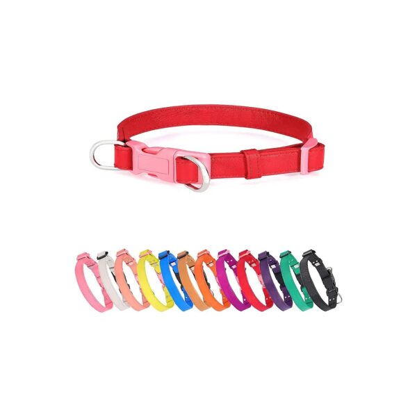 Easy Clean Odor Proof Red Soft Leather Padded Dog Collar for Small Dogs