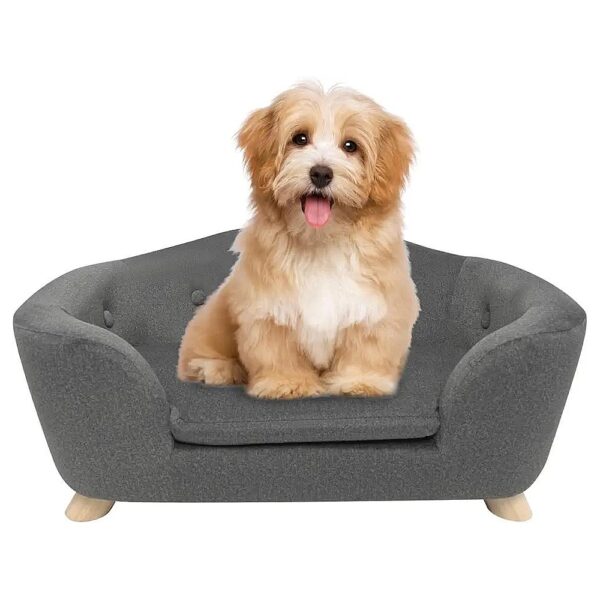 Easy-Clean Pet Sofa Bed with Velvet Cover and Memory Foam for Small Breed Dogs and Cats