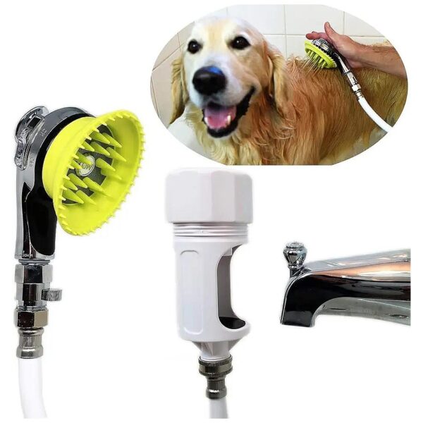 Easy Dog Bath Kit for Home Use with Splash Shield and Scrubbing Teeth