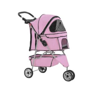 Easy-Fold Pet Stroller with Removable Liner and Water-Resistant Fabric