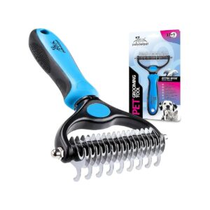 Easy-Handle Dog and Cat Brush for Dematting, Shedding, and Undercoat Raking