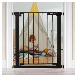 Easy Installation Black Safety Gate Without Holes or Tools for Home Use