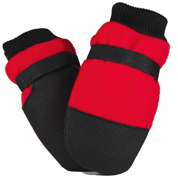 Easy-On Dog Boots with Red Fleece and Vinyl Soles for Indoor Use