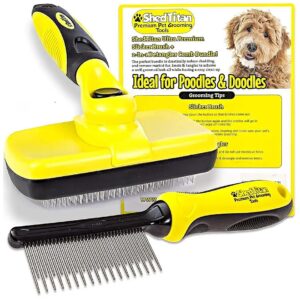 Easy Self Cleaning Slicker Brush for Grooming Dogs Golden Doodle Poodle Cats