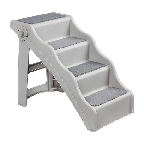 Easy-Use Foldable Pet Steps for Small to Medium-Sized Dogs and Cats, Grey