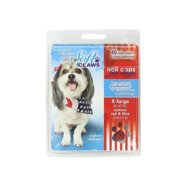 Easy-Use X-Large Dog Nail Caps Kit with Red and Blue Caps