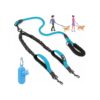 Easy Walking Double Dog Leash with Reflective Strips and Swivel Clamp for Reduced Tangles