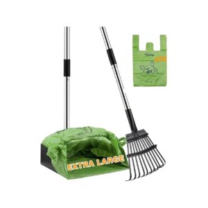 Easy and Effective Way to Clean Up Pet Waste with Extra Large Poop Tray and Rake Handle