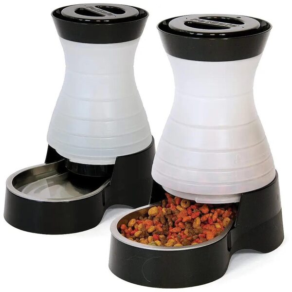 Easy-to-Clean Pet Food Dispenser with Stainless Steel Bowl for Small to Medium Pets