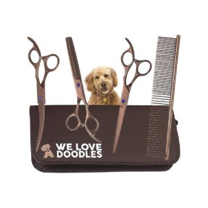 Easy-to-Hold Ergonomic Dog Grooming Scissors Kit for Goldendoodles Poodles and Doodles