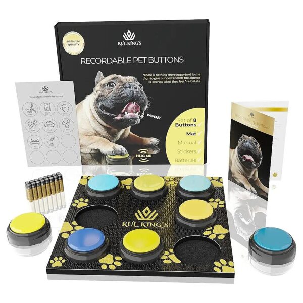 Easy to Learn Yellow and Blue Tone Talking Buttons for Dogs and Cats