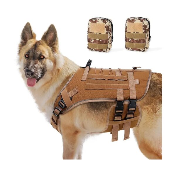 Easy to Put On No Pull Tactical Dog Harness for Large Dogs with Brown Color