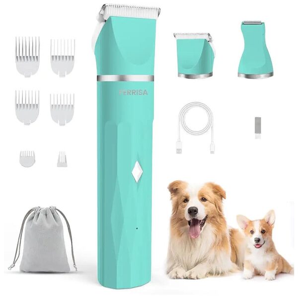 Easy-to-Use Dog Hair Clippers for Small Breeds with Quiet Operation and 2 Trimming Heads