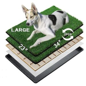 Eco-Friendly Artificial Grass Pads for Large Dogs, Includes 2 Training Pads and Tray