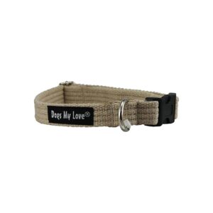 Eco Friendly Beige Cotton Dog Collar Adjustable for Small to Large Sizes