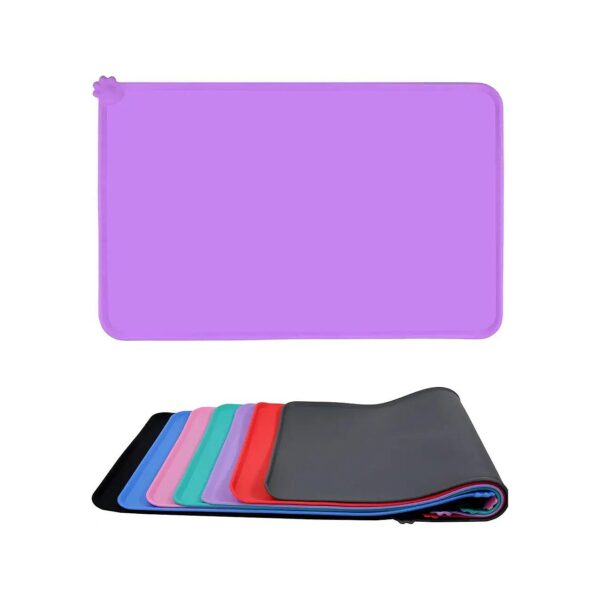 Eco-Friendly Pet Food Mat Silicone Non Slip Water Resistance Purple Size 5 x 12